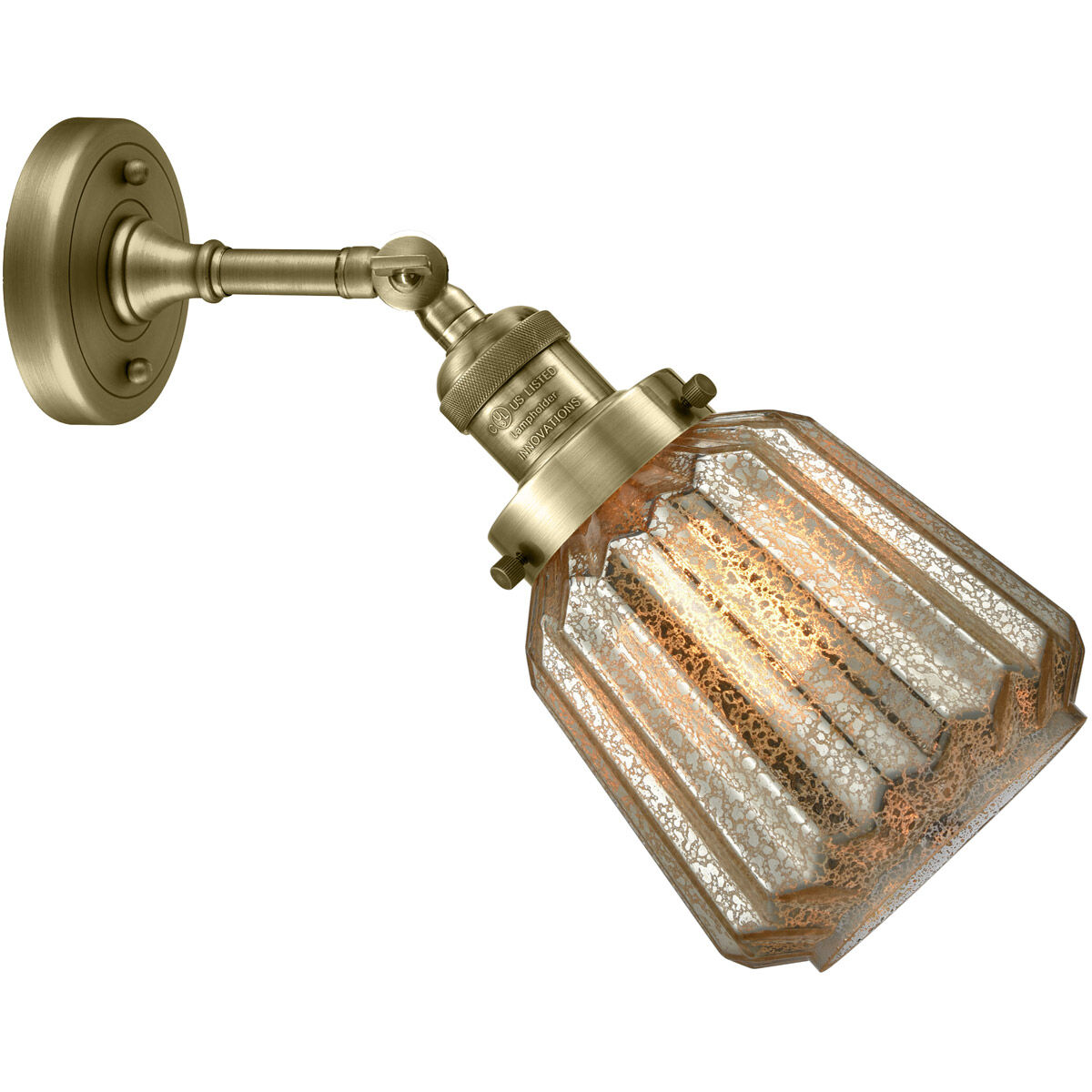 Franklin Restoration Chatham LED 6 inch Antique Brass Sconce Wall Light in Mercury Glass, Franklin Restoration
