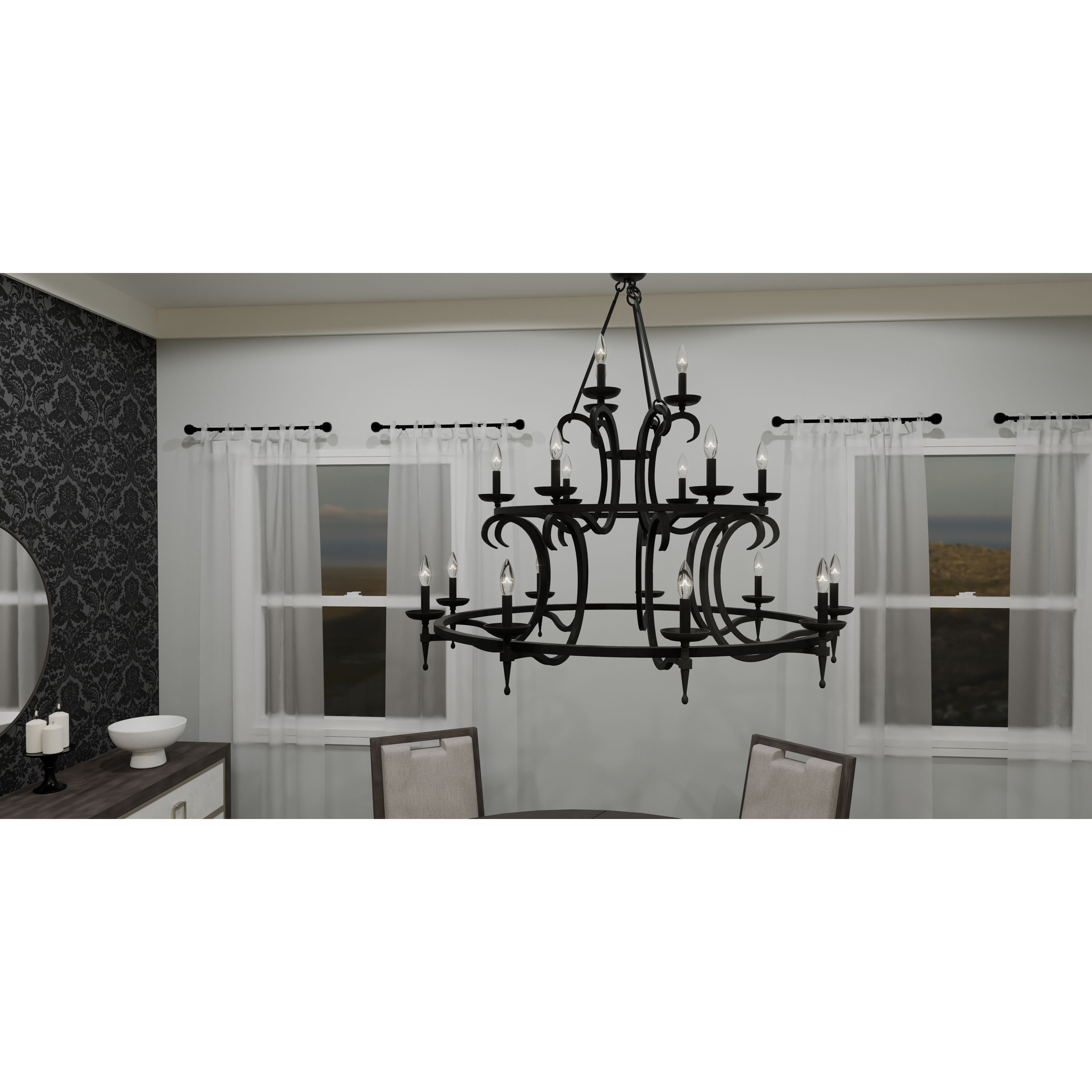 Octavia 18 Light 46 inch Earth Black Chandelier Ceiling Light