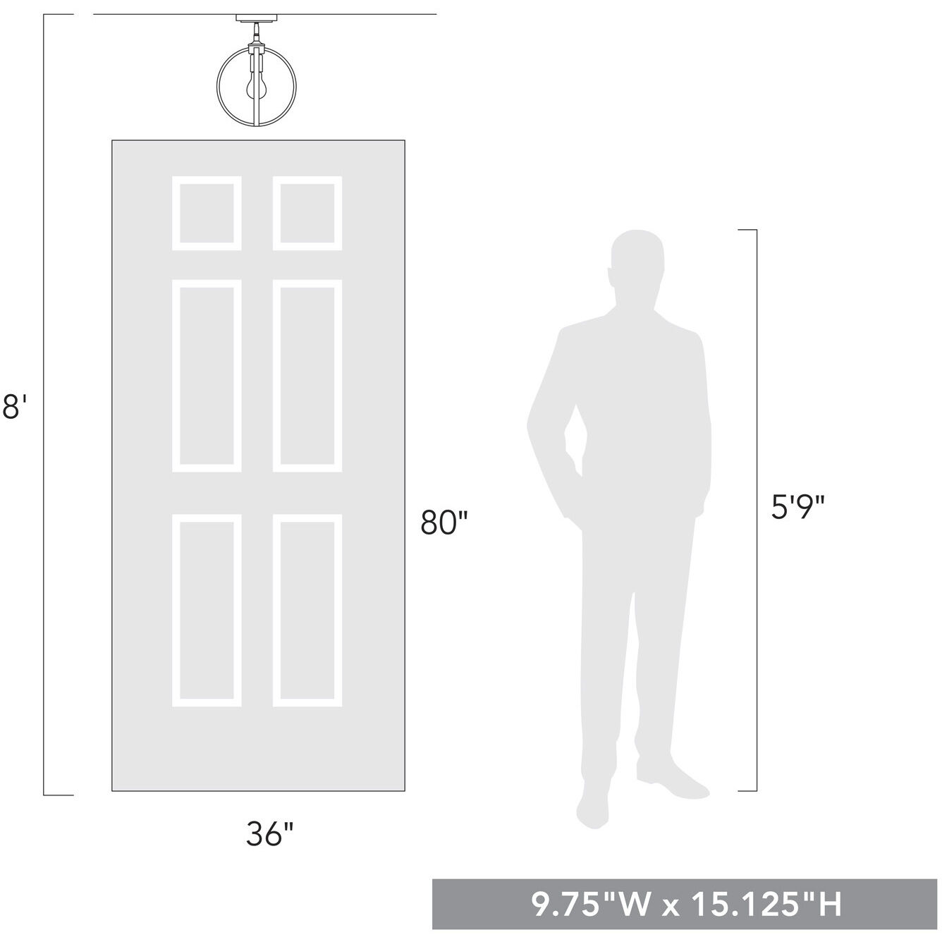 Colson 1 Light 9.88 inch Pewter Semi-Flush Mount Ceiling Light in No Shade