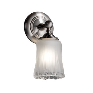 Veneto Luce 1 Light 6 inch Brushed Nickel Wall Sconce Wall Light in White Frosted (Veneto Luce), Cylinder with Rippled Rim