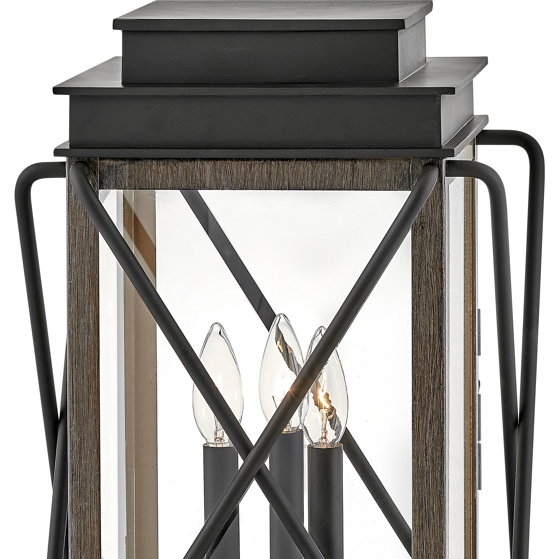 Montecito LED 19 inch Black with Driftwood Gray Outdoor Pier Mount Lantern
