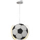 Novelty 1 Light 11 inch White with Black Mini Pendant Ceiling Light, Soccer