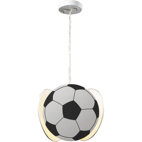 Novelty 1 Light 11 inch White with Black Mini Pendant Ceiling Light, Soccer
