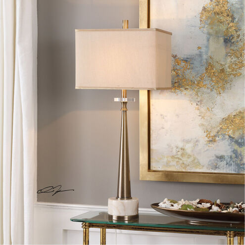 Verner 34 inch 150 watt Tapered Brass Table Lamp Portable Light