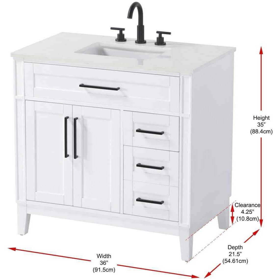 Virginia 36 X 35 inch White Bathroom Vanity Cabinet