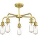 Fenton 5 Light 24.5 inch Satin Gold Chandelier Ceiling Light in Mercury Glass