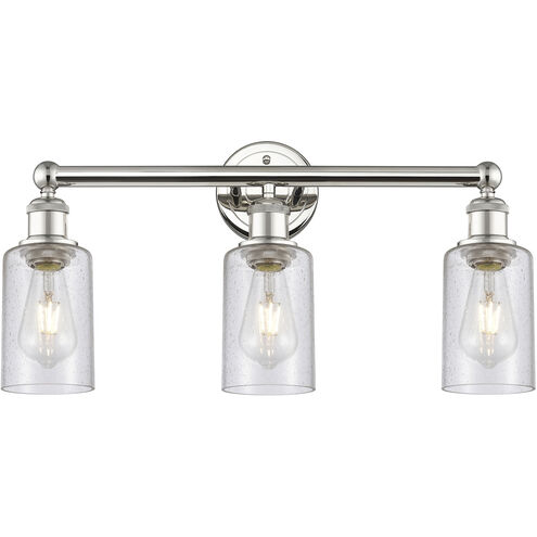 Clymer 3 Light 21.88 inch Polished Nickel Bath Vanity Light Wall Light in Seedy Glass