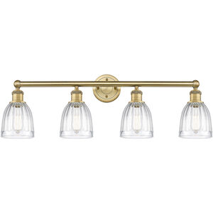 Brookfield 4 Light 32.75 inch Brushed Brass and Clear Bath Vanity Light Wall Light