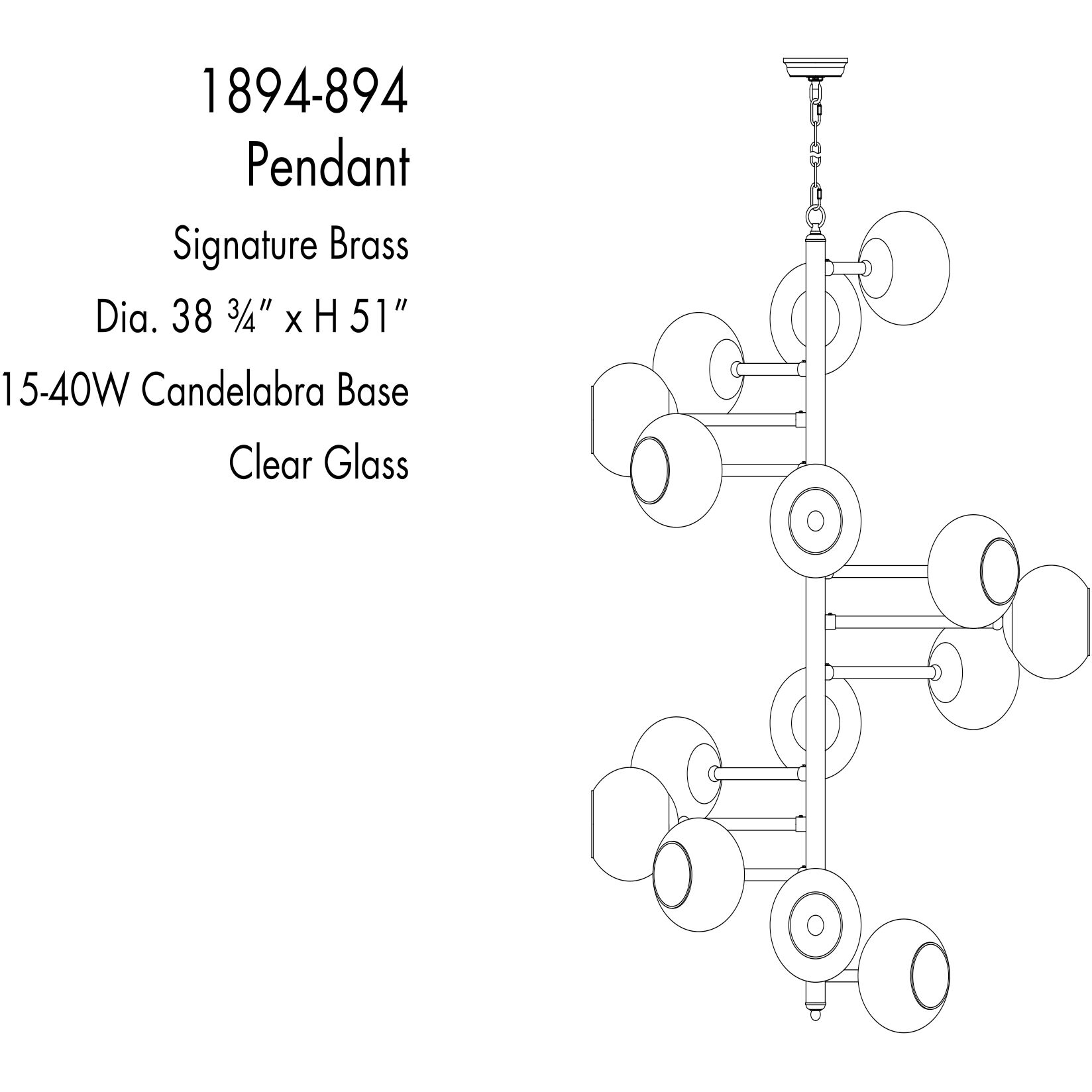 Millikan 15 Light 38.75 inch Signature Brass Pendant Ceiling Light