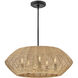 Lisa McDennon Luca 5 Light 28 inch Black Indoor Chandelier Ceiling Light in Black / Camel Rattan, Convertible