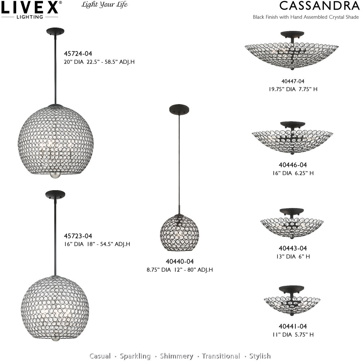 Cassandra 3 Light 16 inch Black Pendant Ceiling Light