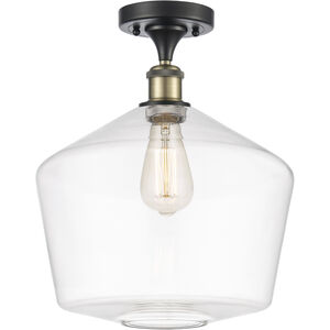 Ballston Cindyrella LED 12 inch Black Antique Brass Semi-Flush Mount Ceiling Light in Clear Glass