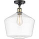 Ballston Cindyrella LED 12 inch Black Antique Brass Semi-Flush Mount Ceiling Light in Clear Glass