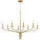 Alexander 8 Light 40 inch Brushed Gold Chandelier Ceiling Light