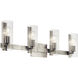 Jemsa 4 Light 32 inch Brushed Nickel Bath Bracket Wall Light, 4 Arm