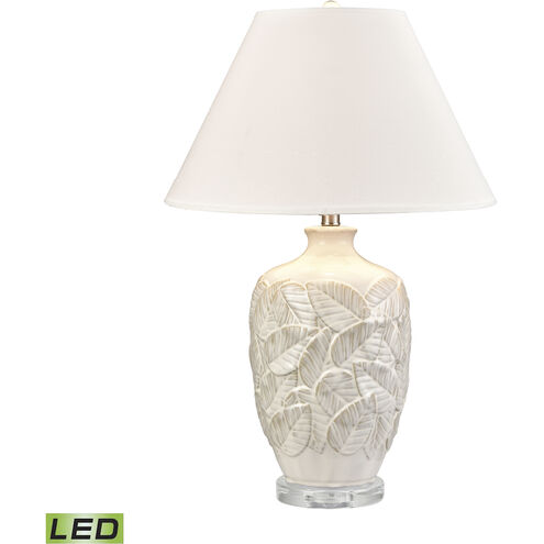 Goodell 27.5 inch 9 watt White Glazed with Clear Table Lamp Portable Light