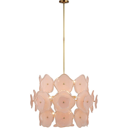 kate spade new york Leighton LED 30.5 inch Soft Brass Barrel Chandelier Ceiling Light in Blush Tinted Glass, Large
