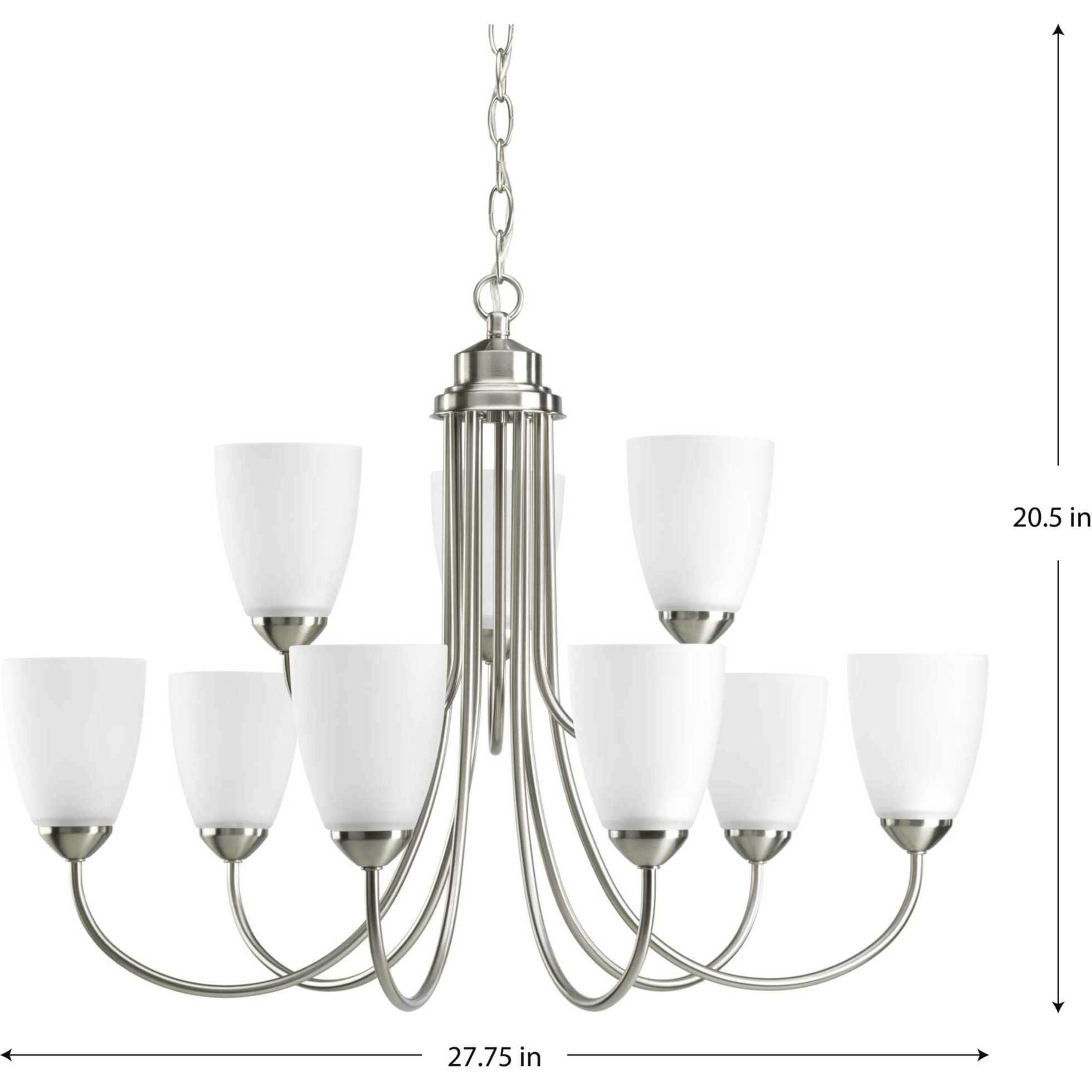 Gather 9 Light 28 inch Brushed Nickel Chandelier Ceiling Light in Bulbs Not Included, Standard