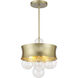 Verdi Square 3 Light 14 inch Soft Gold With Gold Leaf Convertible Pendant Ceiling Light