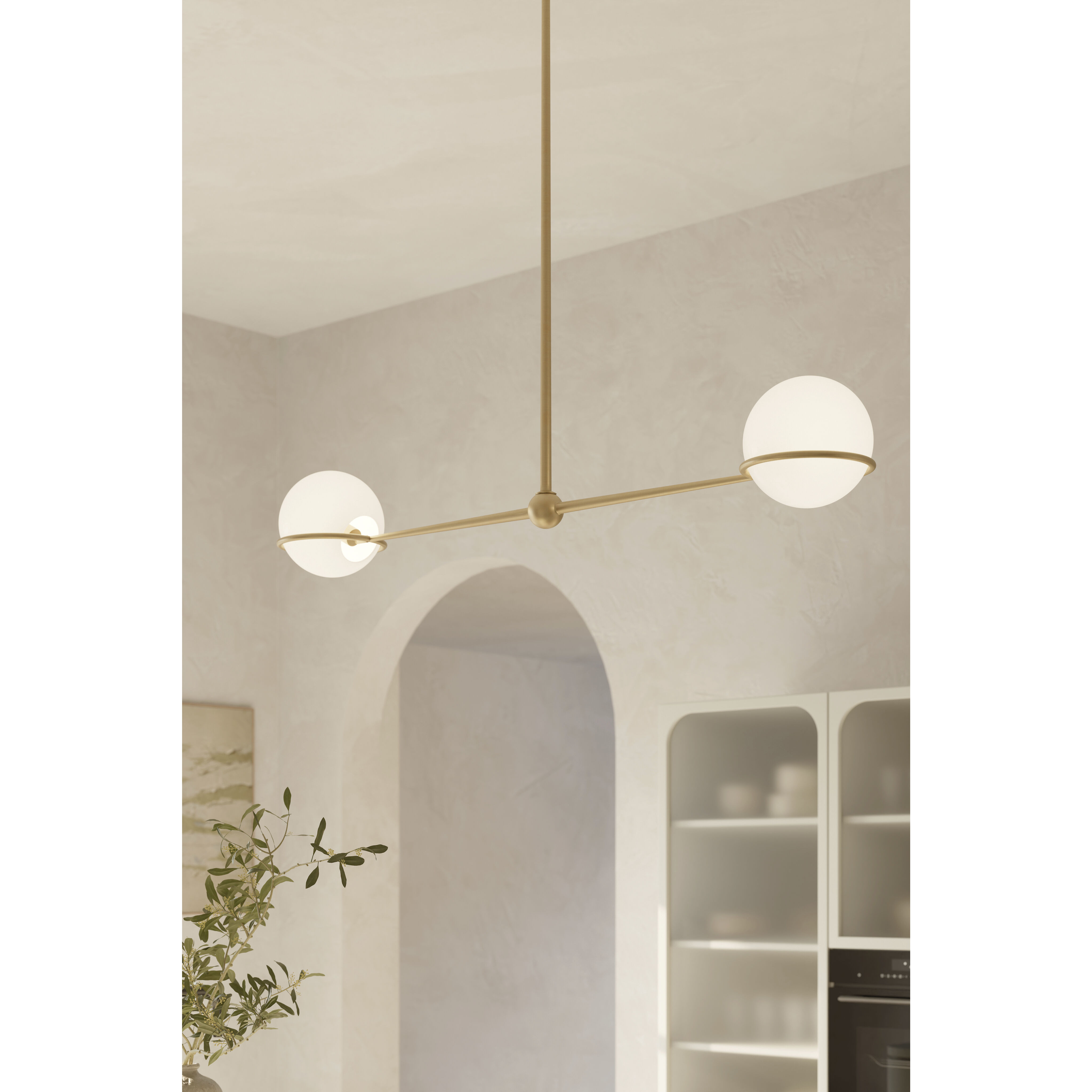 Orstyn 2 Light 52 inch Legacy Brass Linear Chandelier Ceiling Light