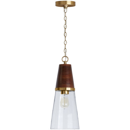 Capital Lighting Elijah 1 Light 8 inch Medium Wood and Matte Brass Pendant Ceiling Light in Wood and Brass 333911WR-477 - Open Box