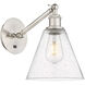 Ballston Cone LED 8 inch Brushed Satin Nickel Sconce Wall Light in Seedy Glass
