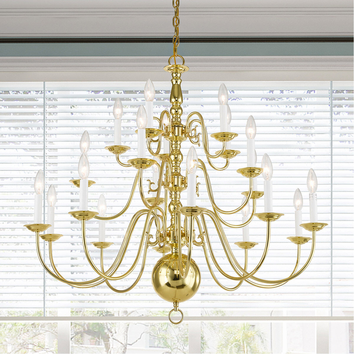 Williamsburgh 20 Light 36 inch Polished Brass Chandelier Ceiling Light
