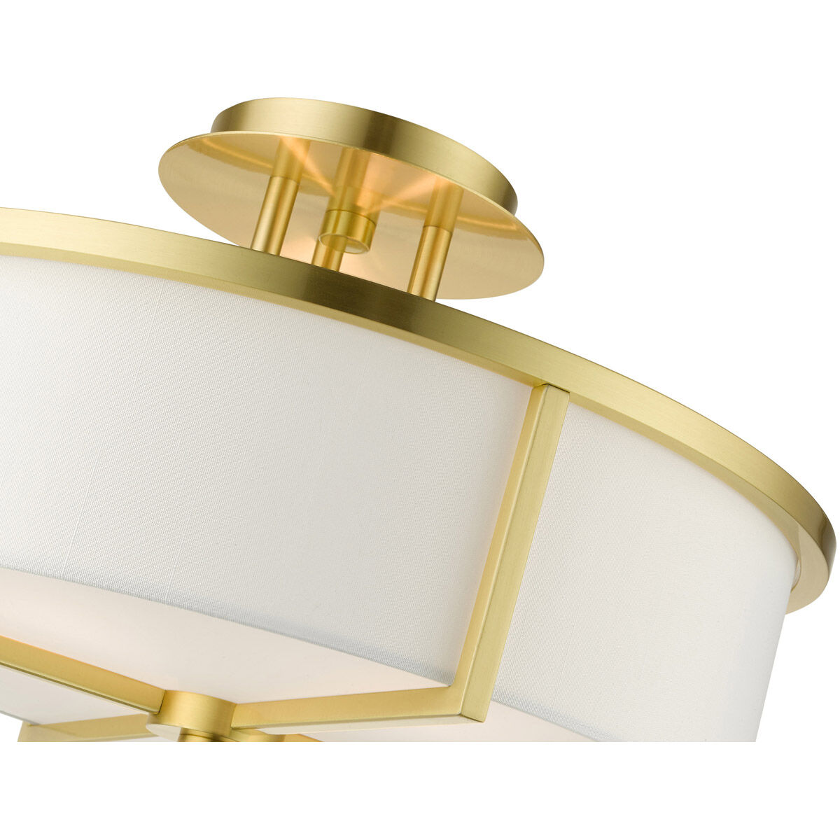 Wesley 3 Light 16 inch Satin Brass Semi Flush Ceiling Light