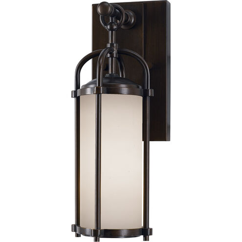 Galena 1 Light 13 inch Espresso Outdoor Wall Sconce in Opal Etched Glass