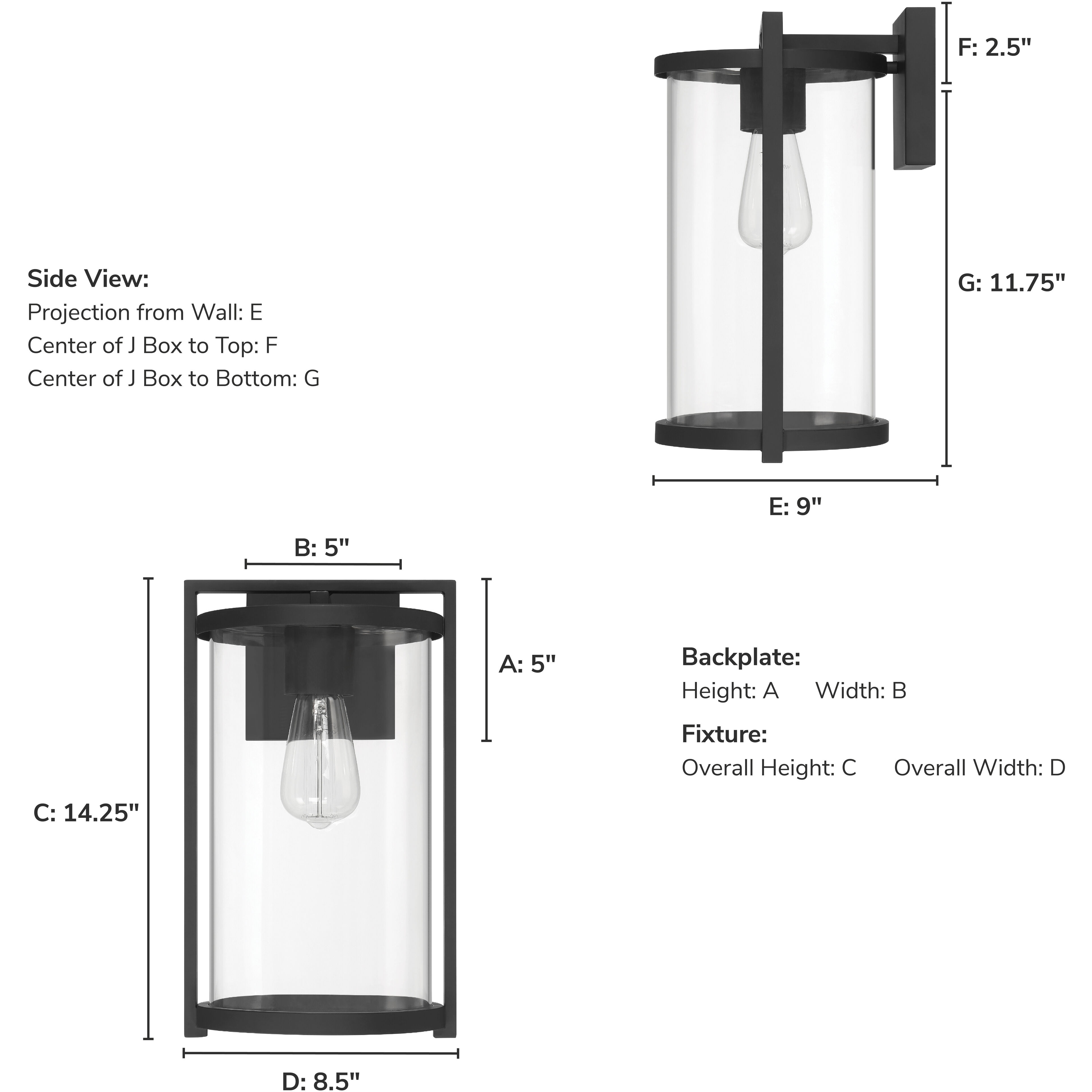 Astwood 1 Light 14.25 inch Matte Black Outdoor Wall Light, Medium