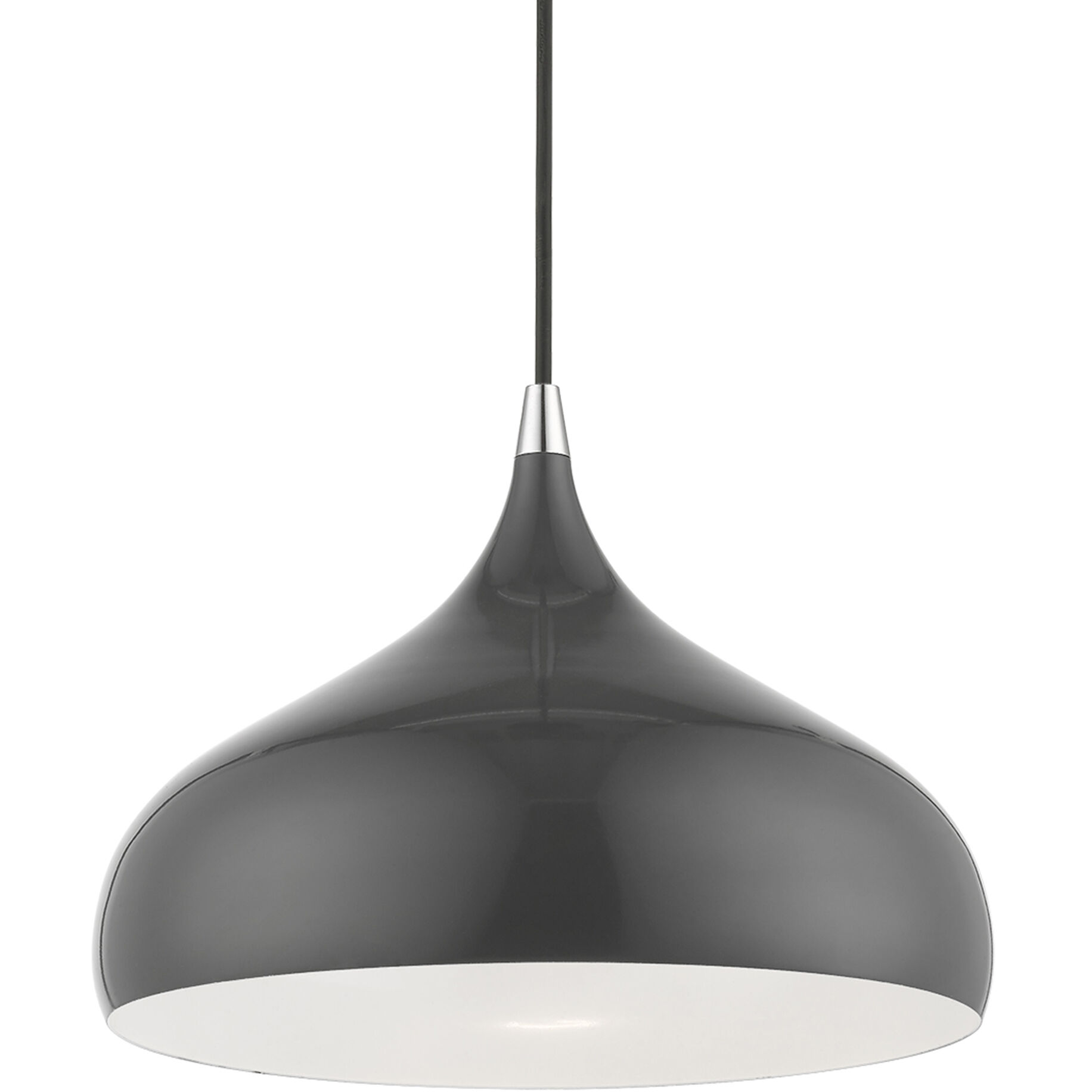 Amador 1 Light 12 inch Shiny Dark Gray with Polished Chrome Accents Pendant Ceiling Light