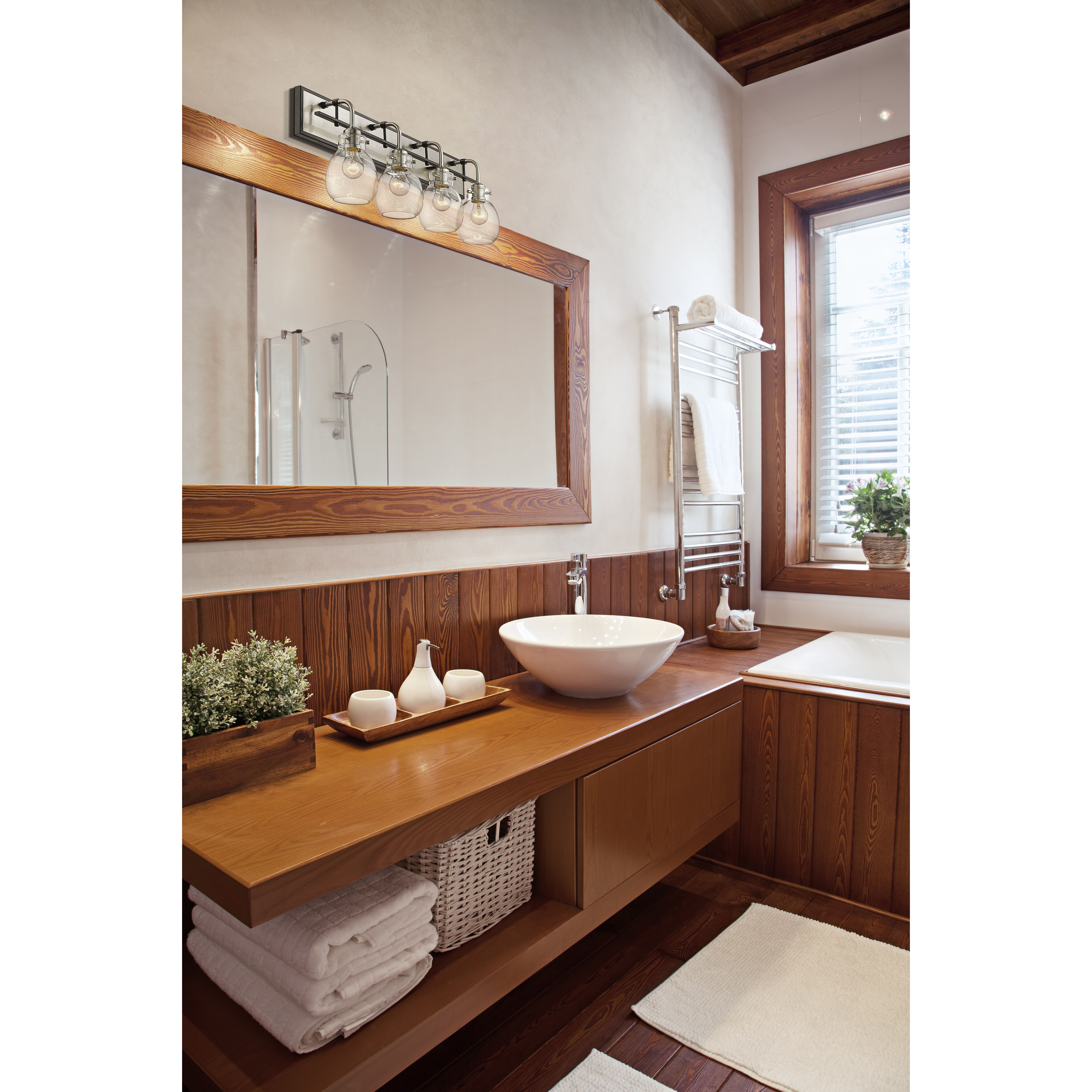 Kraken 4 Light 30 inch Matte Black and Brushed Nickel Vanity Wall Light