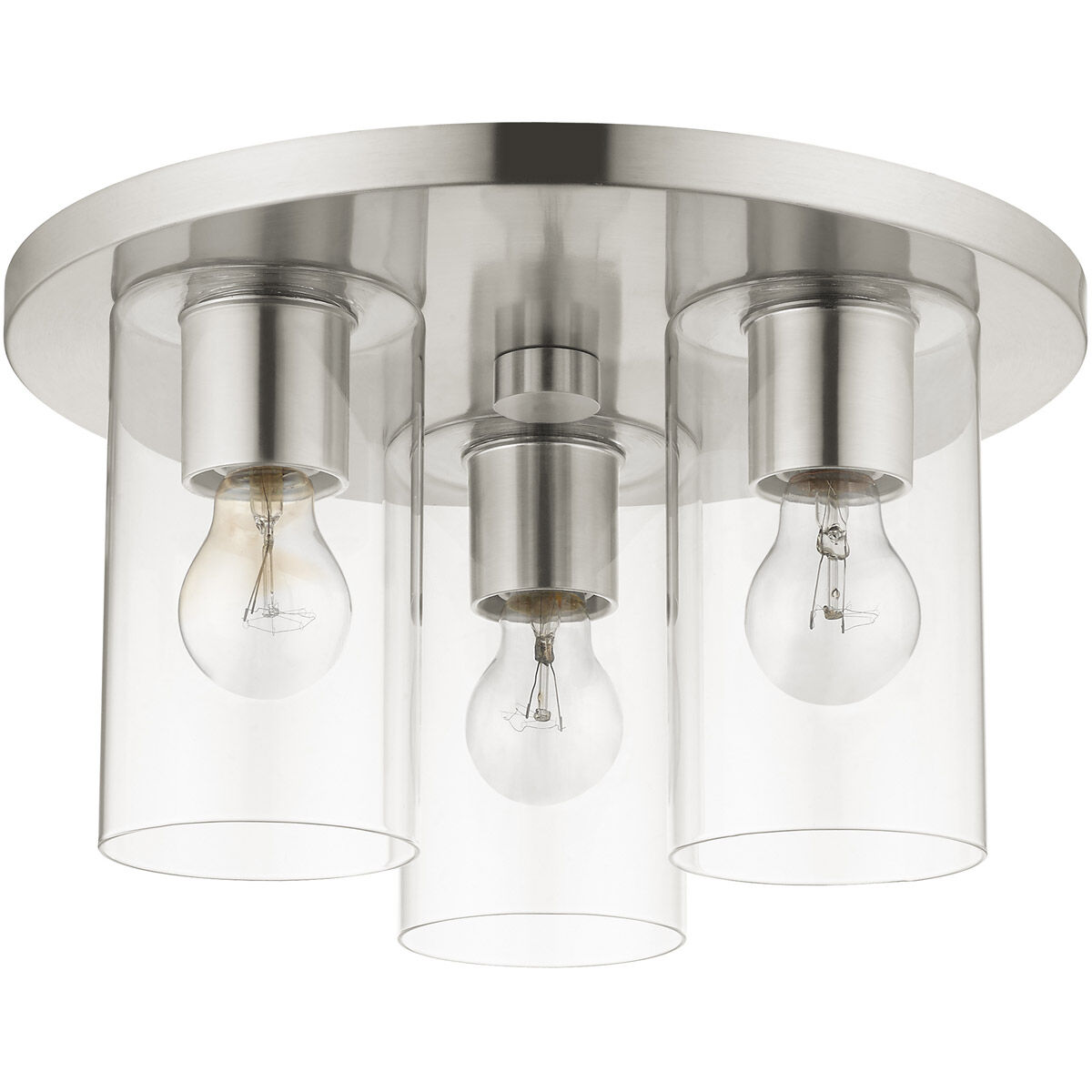 Zurich 3 Light 14 inch Brushed Nickel Flush Mount Ceiling Light
