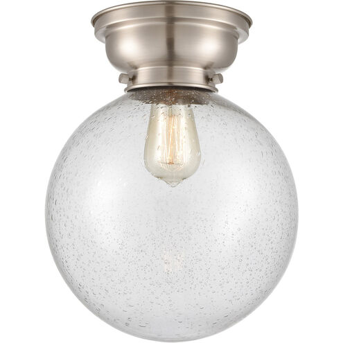 Aditi X-Large Beacon 1 Light 10 inch Brushed Satin Nickel Flush Mount Ceiling Light in Seedy Glass, Aditi
