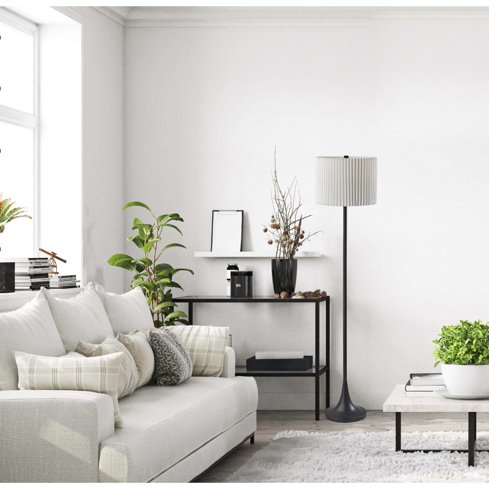 Eli 60 inch 150.00 watt Black Floor Lamp Portable Light, Simplee Adesso