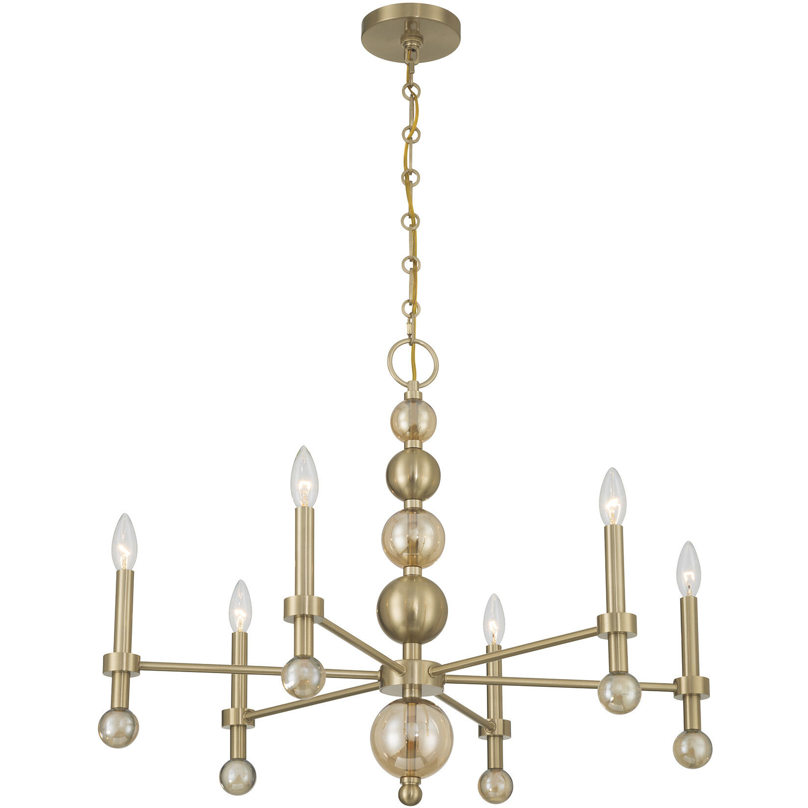 Crescent 6 Light 30 inch Noble Brass Chandelier Ceiling Light