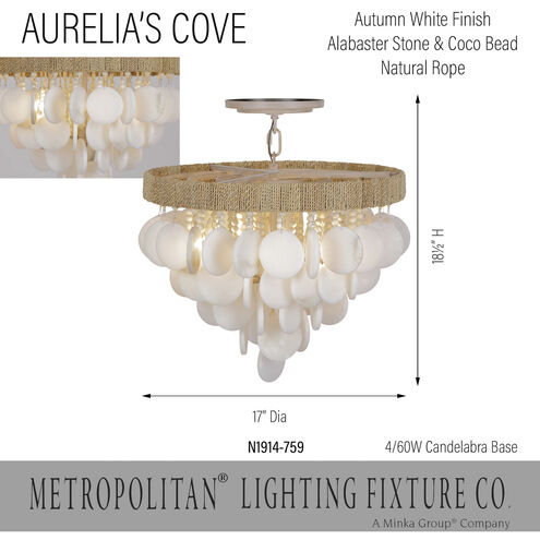 Aurelia's Cove 4 Light 17 inch Autumn White Semi Flush Ceiling Light