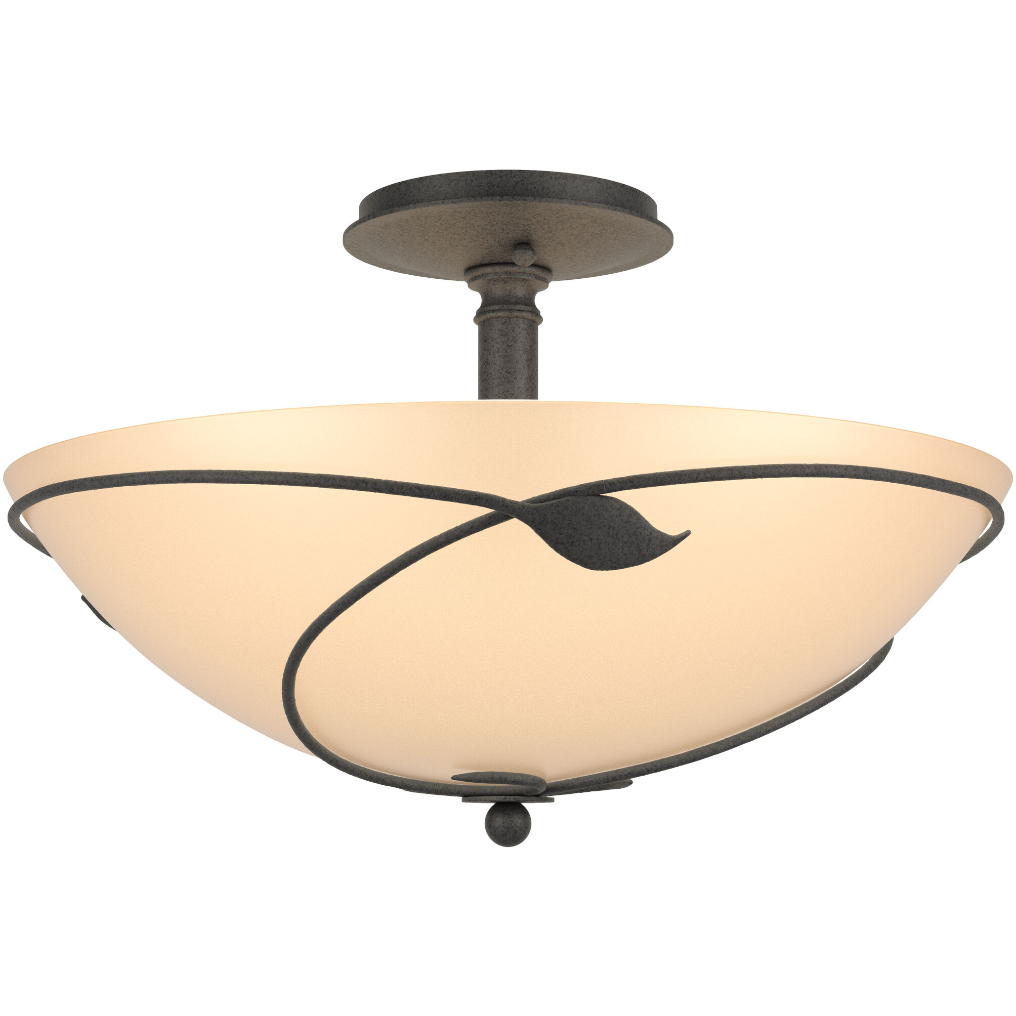 Forged Leaves 3 Light 16 inch Natural Iron Semi-Flush Ceiling Light in Sand, Large