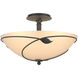 Forged Leaves 3 Light 16 inch Natural Iron Semi-Flush Ceiling Light in Sand, Large