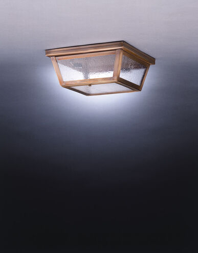 Hunter 2 Light 11 inch Dark Antique Brass Flush Mount Ceiling Light in Seedy Marine Glass
