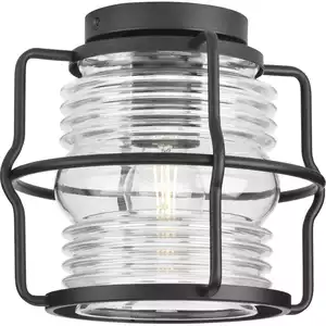 Keegan 1 Light 9.75 inch Matte Black Outdoor Flush Mount