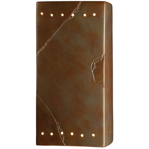 Ambiance Rectangle 1 Light 13.5 inch Tierra Red Slate Outdoor Wall Sconce, Large