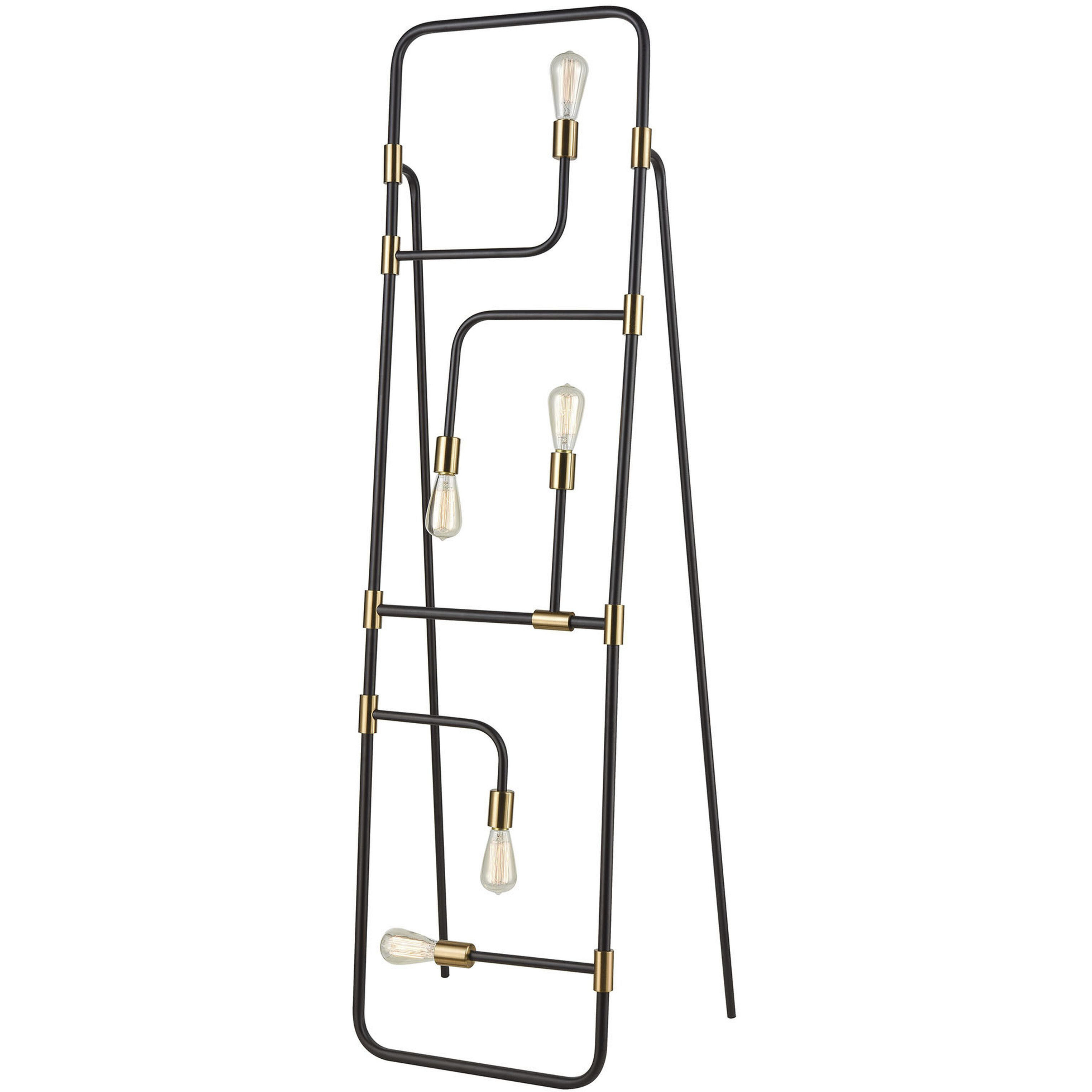 Think Tank 64 inch 4 watt Black with Aged Brass Floor Lamp Portable Light