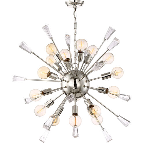 Muse 18 Light 35 inch Polished Nickel with Glass Cubes Chandelier Ceiling Light