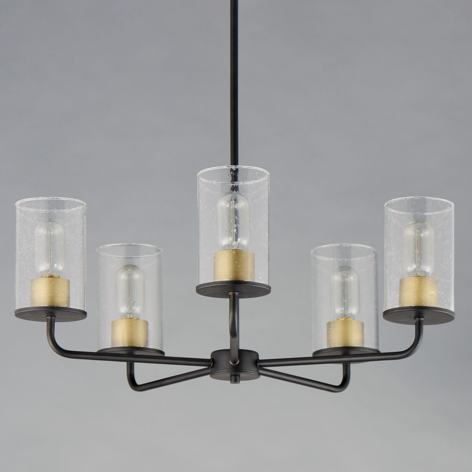 Sleek 5 Light 24.5 inch Antique Brass/Black Chandelier Ceiling Light in Antique Brass and Black
