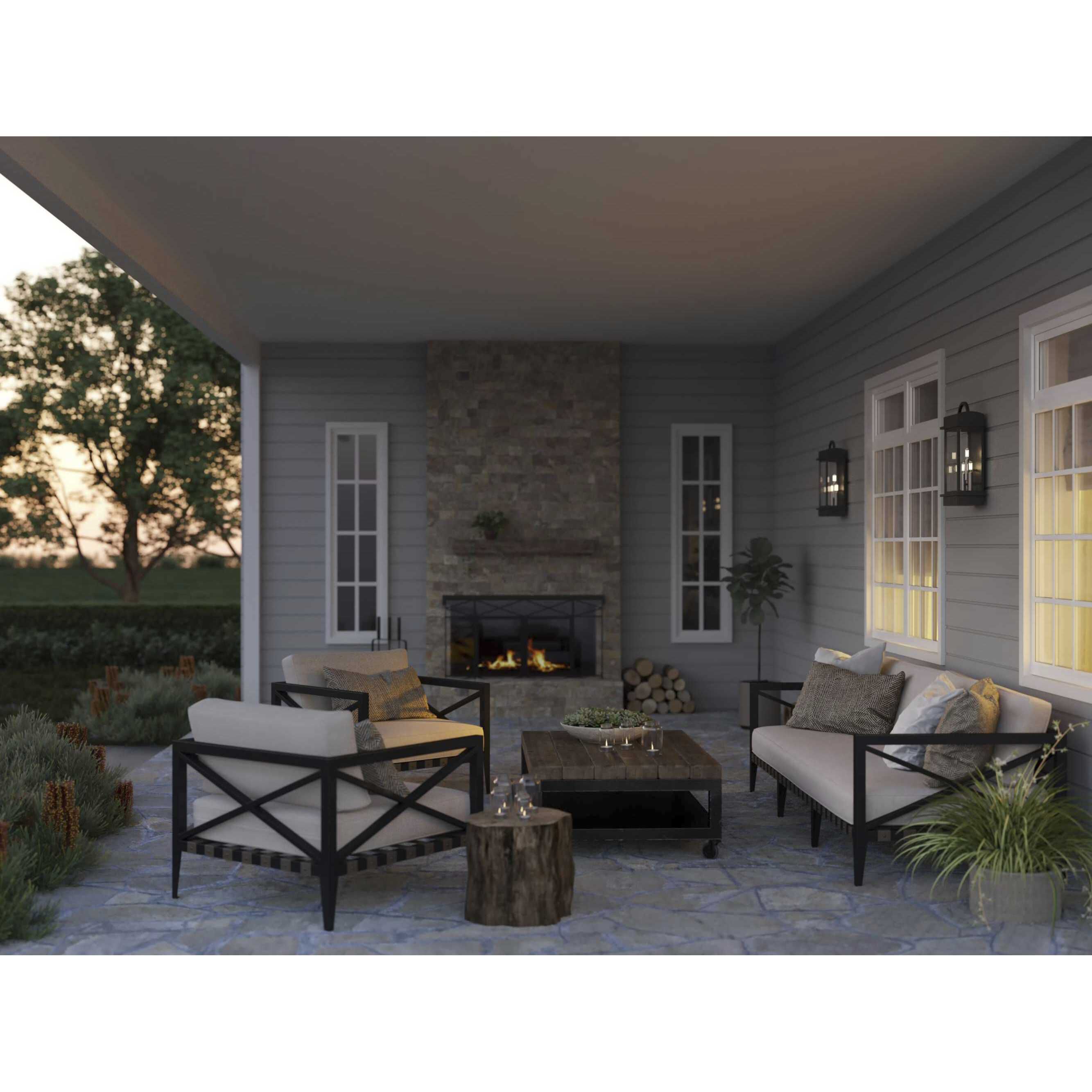 Santee 3 Light 20 inch Matte Black Outdoor Wall Lantern, Large, Design Series