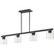 Scoop 4 Light 46 inch Black Linear Pendant Ceiling Light in Clear