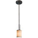 Textile 1 Light 4 inch Brushed Nickel Pendant Ceiling Light in Cream, Square with Flat Rim, Incandescent