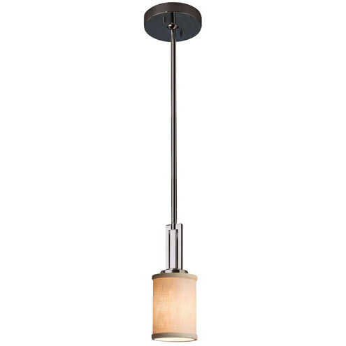Textile 1 Light 4 inch Brushed Nickel Pendant Ceiling Light in Cream, Square with Flat Rim, Incandescent
