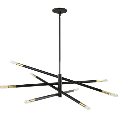 Wand 8 Light 50 inch Matte Black/Aged Brass Pendant Ceiling Light
